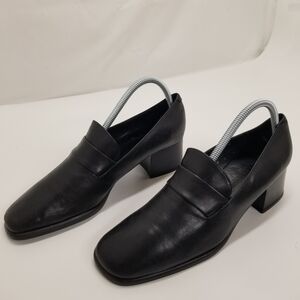 Nickels Soft Womans Size 8.5W Black Soft Leather Loafer Pumps Slip On Career